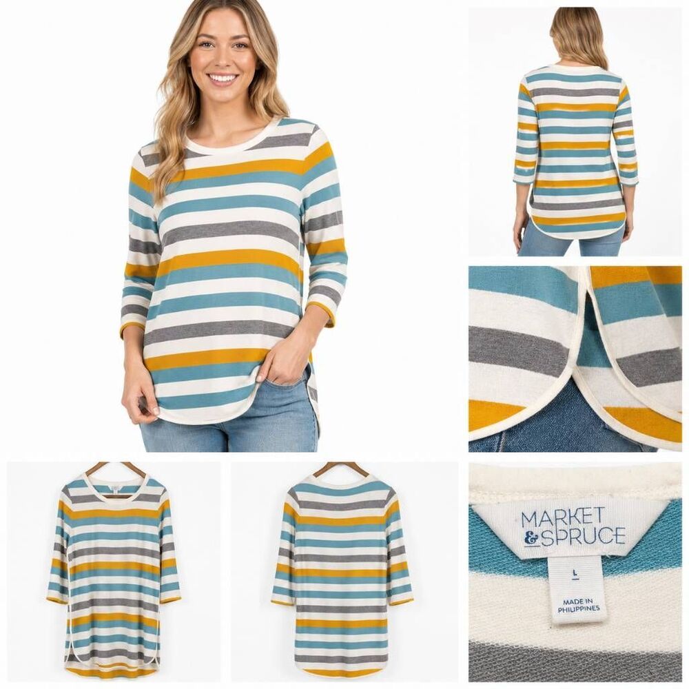 Market & Spruce Striped Tunic Top Women's Large